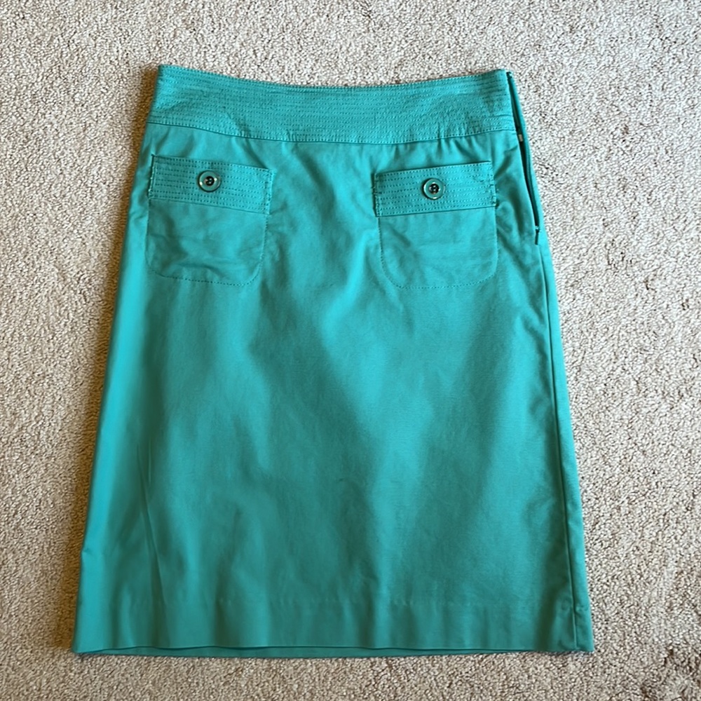 Talbots Petites Light Green Cotton/Spandex Skirt Size 2P